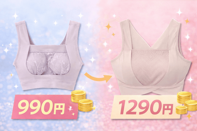 しまむらナイトブラ890円→990円と1290円の2つの価格